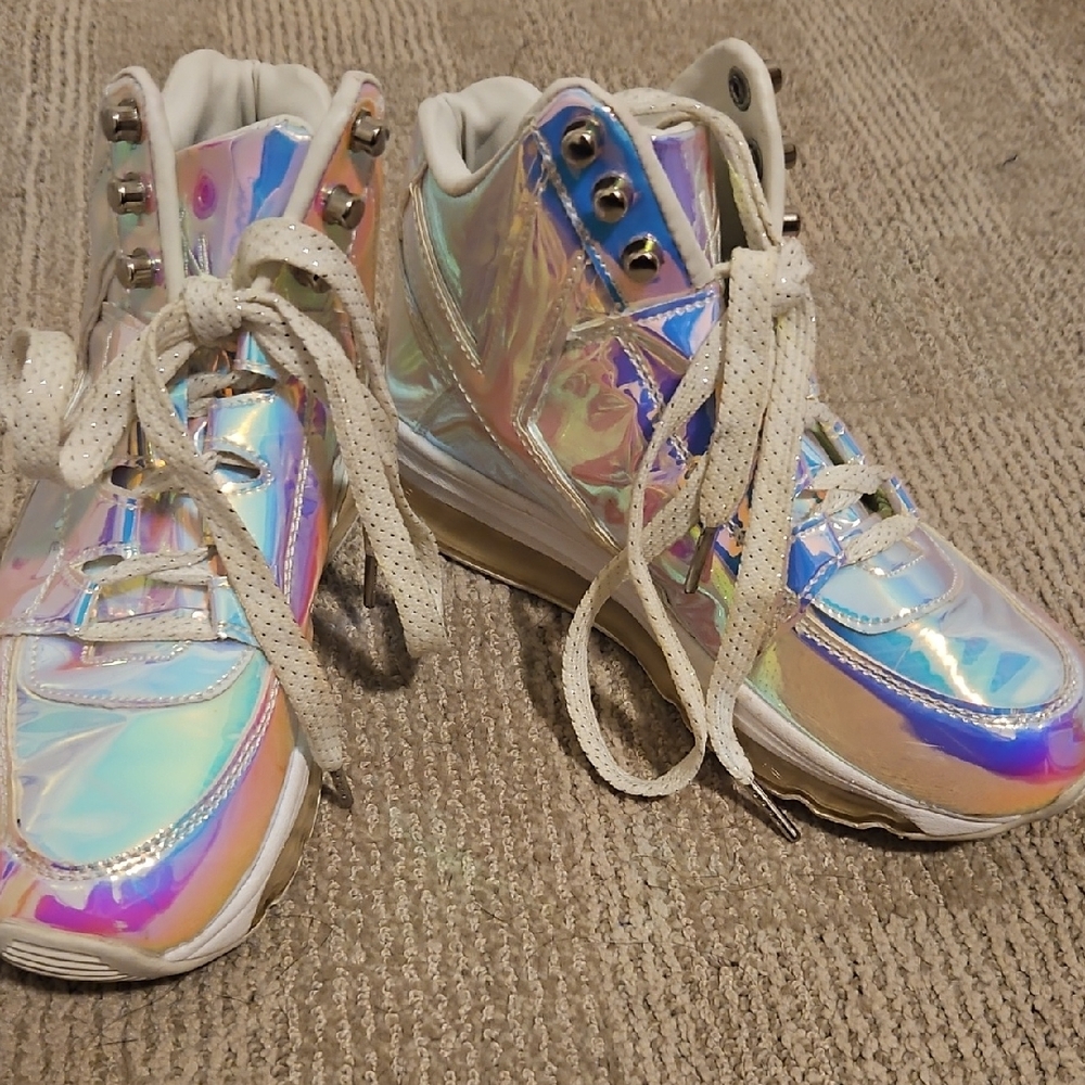 YRU Iridescent High-Top Sneakers